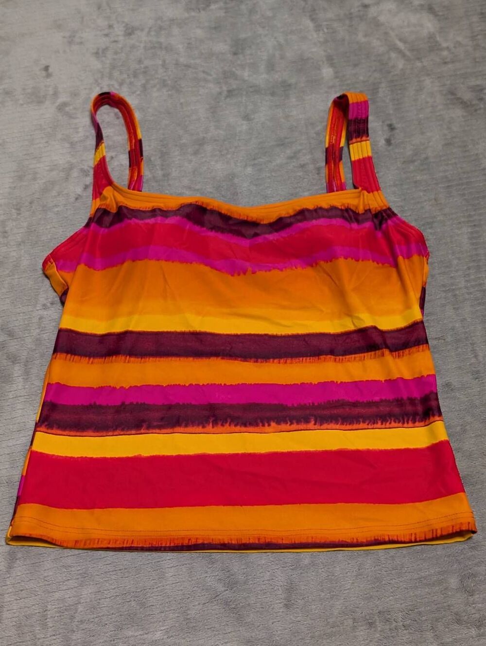 Speedo size 10 Orange Stripe Tankini Top Swim Suit